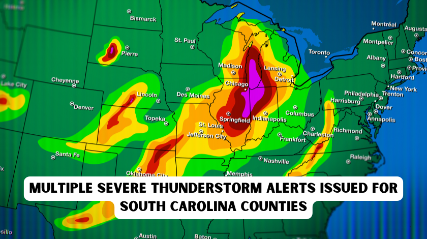 multiple severe thunderstorm alerts issued for south carolina counties